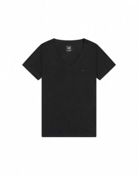V NECK TEE BLACK, XS