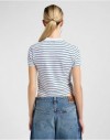 CROPPED TEE WHITE INDIGO STRIPE, L