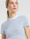 CROPPED TEE WHITE INDIGO STRIPE, L