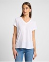 V NECK TEE BRIGHT WHITE, XS