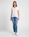 V NECK TEE BRIGHT WHITE, XS