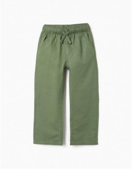 3107837103-PK9 PANTS LINEN GREEN 3/4-13/